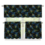 Embroidery Peacock Feather Print 3 Piece Kitchen Curtains