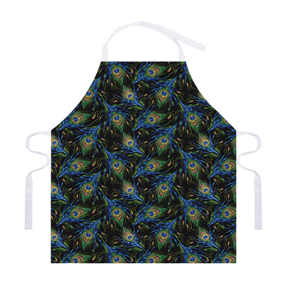 Embroidery Peacock Feather Print Adjustable Apron