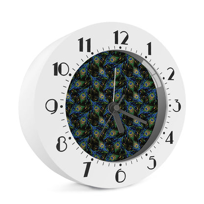 Embroidery Peacock Feather Print Alarm Clock
