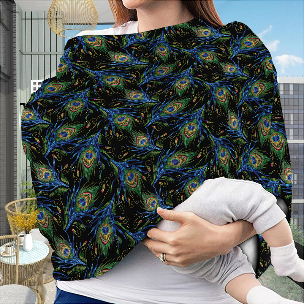 Embroidery Peacock Feather Print Baby Seat Cover