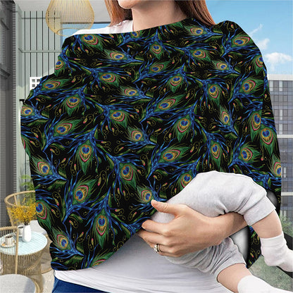 Embroidery Peacock Feather Print Baby Seat Cover