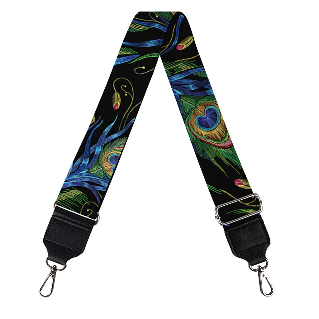 Embroidery Peacock Feather Print Bag Strap
