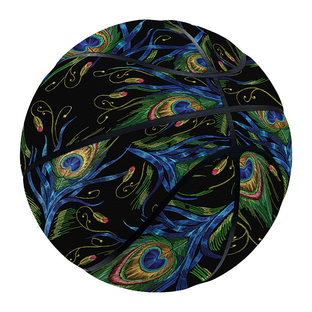 Embroidery Peacock Feather Print Basketball
