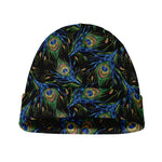 Embroidery Peacock Feather Print Beanie
