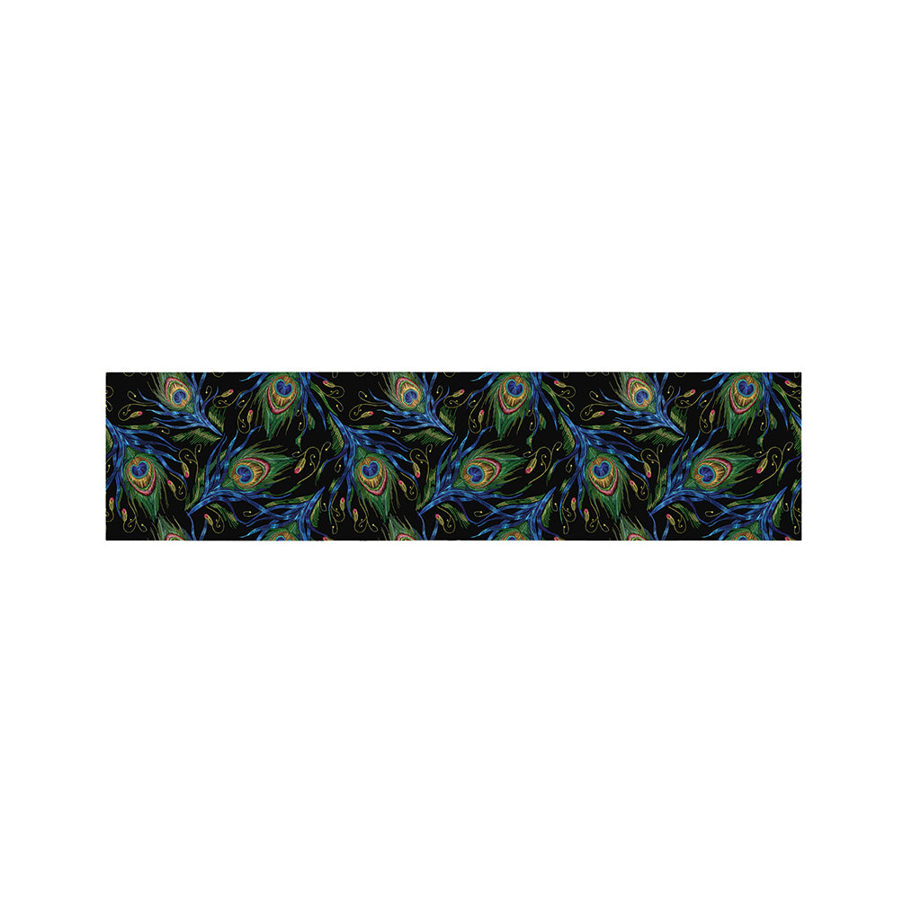 Embroidery Peacock Feather Print Bed Runner