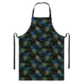 Embroidery Peacock Feather Print Bib Apron With Pocket
