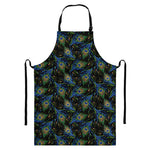 Embroidery Peacock Feather Print Bib Apron With Pocket