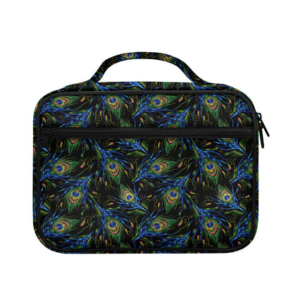 Embroidery Peacock Feather Print Briefcase Bible Bag