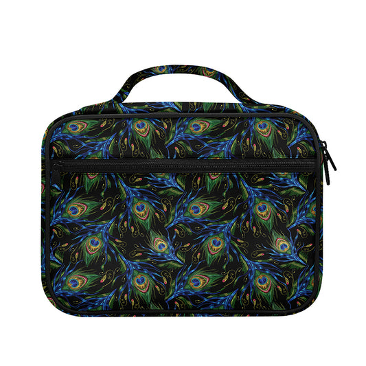Embroidery Peacock Feather Print Briefcase Bible Bag