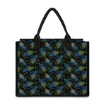 Embroidery Peacock Feather Print Canvas Tote Bag
