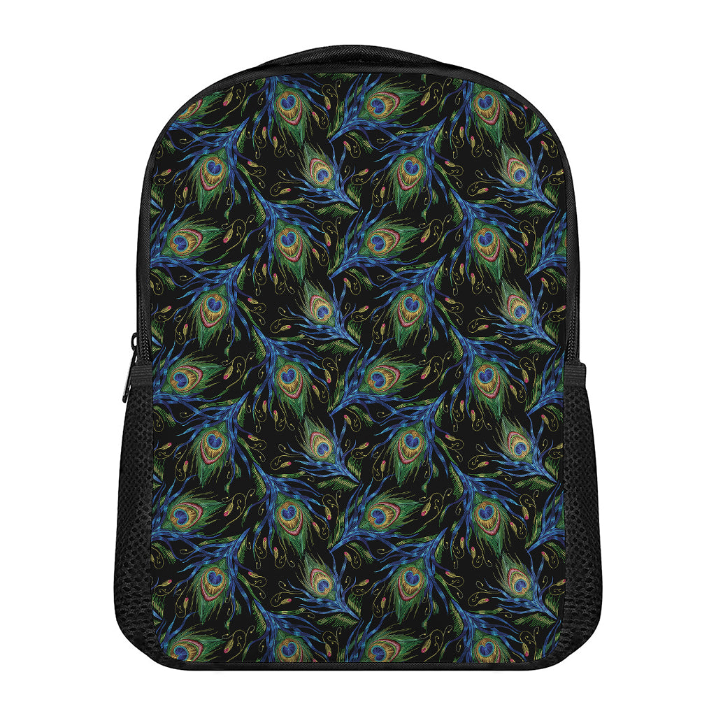 Embroidery Peacock Feather Print Casual Backpack