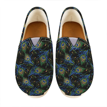 Embroidery Peacock Feather Print Casual Shoes