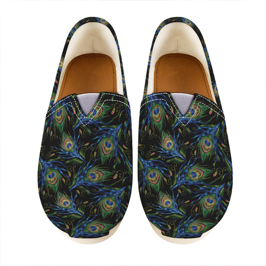 Embroidery Peacock Feather Print Casual Shoes