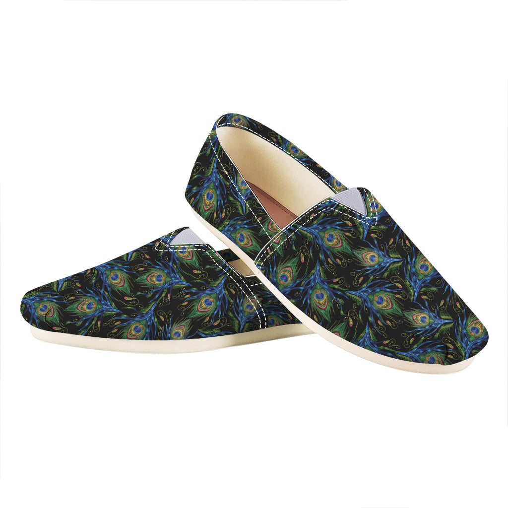 Embroidery Peacock Feather Print Casual Shoes
