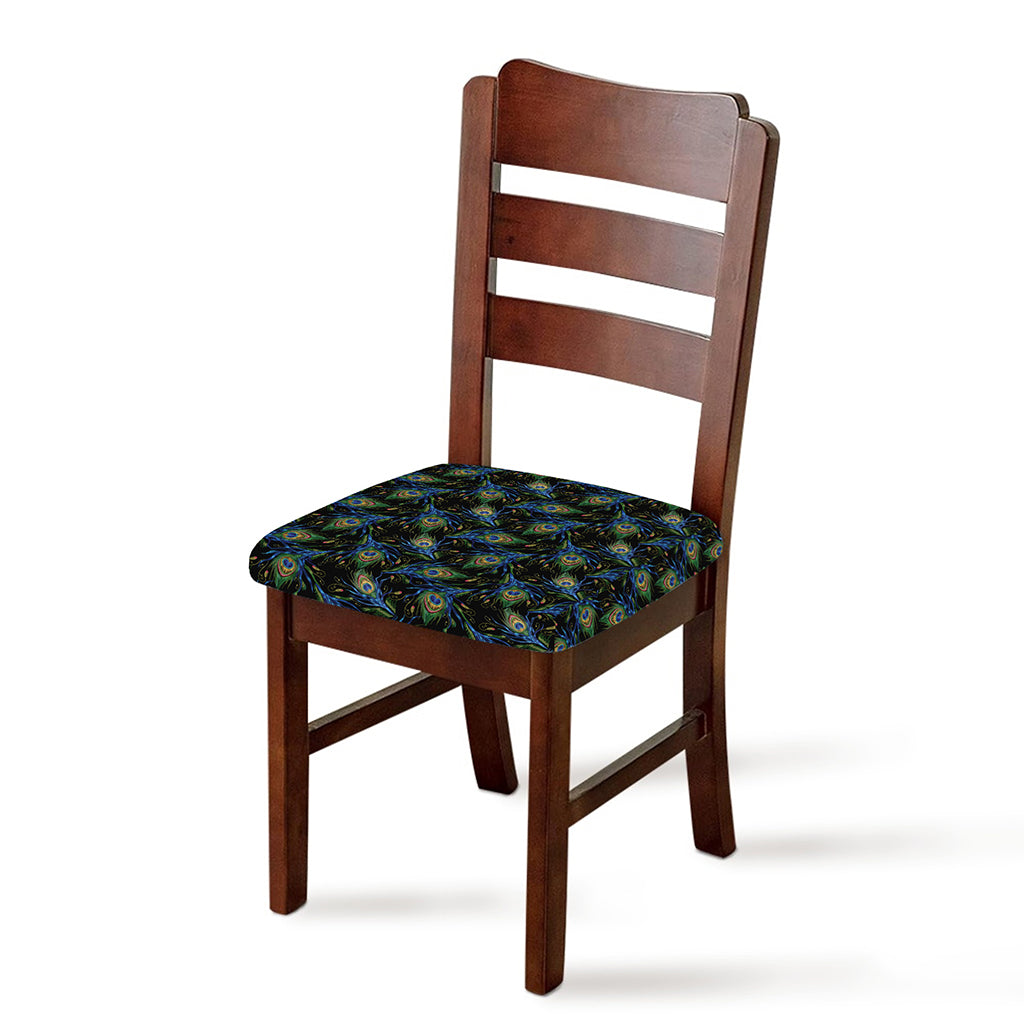 Embroidery Peacock Feather Print Chair Cushion Cover