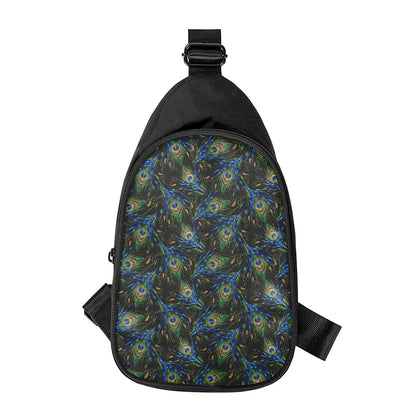 Embroidery Peacock Feather Print Chest Bag