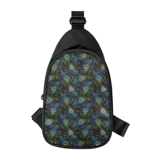 Embroidery Peacock Feather Print Chest Bag
