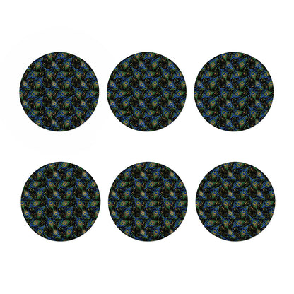 Embroidery Peacock Feather Print Coaster Set