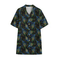 Embroidery Peacock Feather Print Cotton Hawaiian Shirt