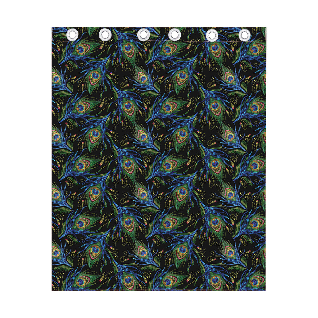 Embroidery Peacock Feather Print Curtain
