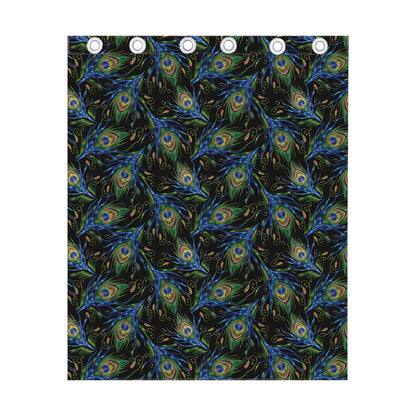 Embroidery Peacock Feather Print Curtain