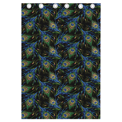 Embroidery Peacock Feather Print Curtain