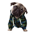 Embroidery Peacock Feather Print Dog Zip Up Hoodie