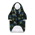 Embroidery Peacock Feather Print Dog Zip Up Hoodie