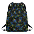 Embroidery Peacock Feather Print Drawstring Backpack