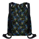 Embroidery Peacock Feather Print Drawstring Backpack