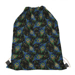 Embroidery Peacock Feather Print Drawstring Bag