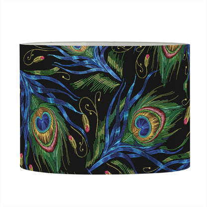 Embroidery Peacock Feather Print Drum Lamp Shade