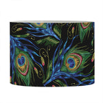 Embroidery Peacock Feather Print Drum Lamp Shade