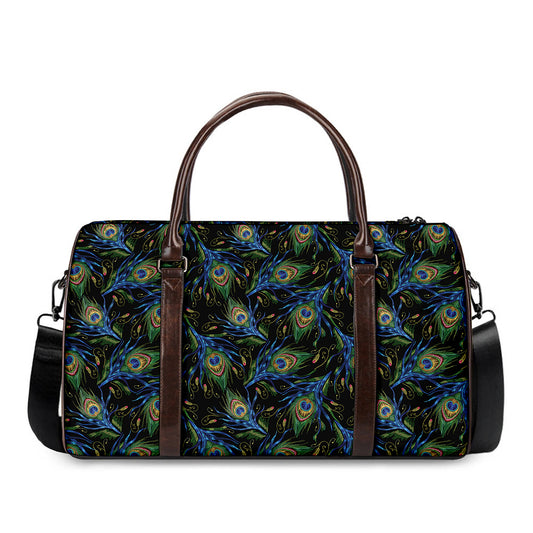 Embroidery Peacock Feather Print Duffle Bag