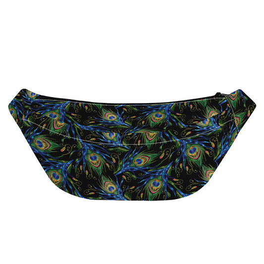 Embroidery Peacock Feather Print Fanny Pack