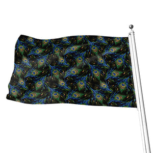 Embroidery Peacock Feather Print Flag