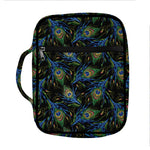Embroidery Peacock Feather Print Front Pocket Bible Bag