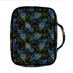 Embroidery Peacock Feather Print Front Pocket Bible Bag