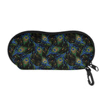 Embroidery Peacock Feather Print Glasses Case