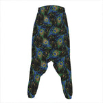 Embroidery Peacock Feather Print Hammer Pants