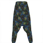 Embroidery Peacock Feather Print Hammer Pants