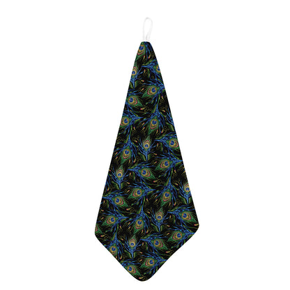 Embroidery Peacock Feather Print Hand Towel