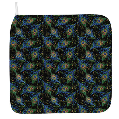 Embroidery Peacock Feather Print Hand Towel