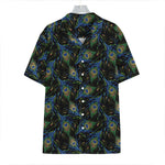 Embroidery Peacock Feather Print Hawaiian Shirt