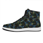 Embroidery Peacock Feather Print High Top Leather Sneakers