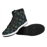 Embroidery Peacock Feather Print High Top Leather Sneakers