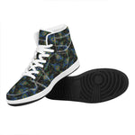 Embroidery Peacock Feather Print High Top Leather Sneakers