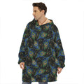 Embroidery Peacock Feather Print Hoodie Blanket