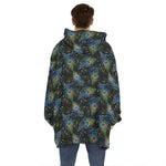 Embroidery Peacock Feather Print Hoodie Blanket
