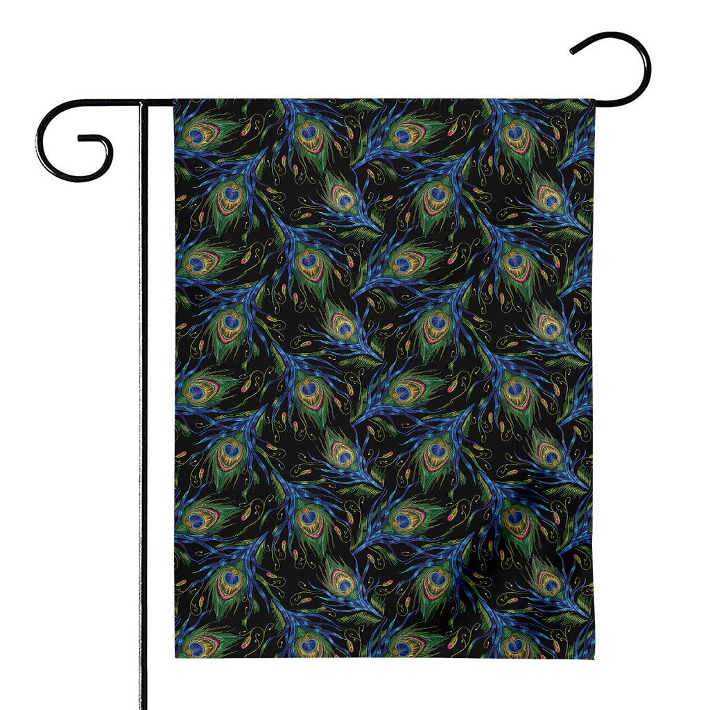 Embroidery Peacock Feather Print House Flag